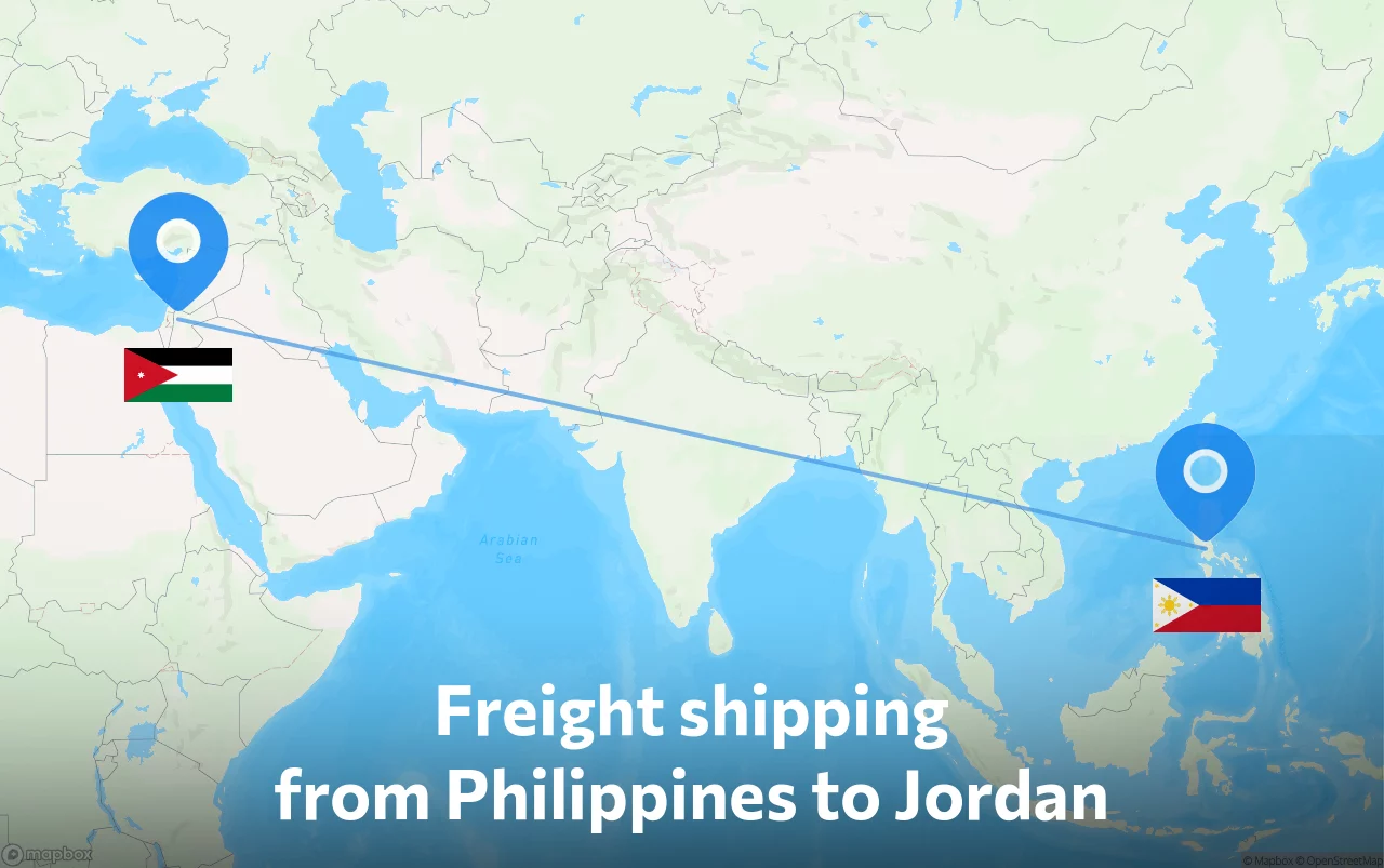 Shipping route from Philippines to Jordan