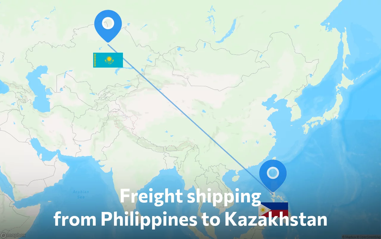Shipping route from Philippines to Kazakhstan