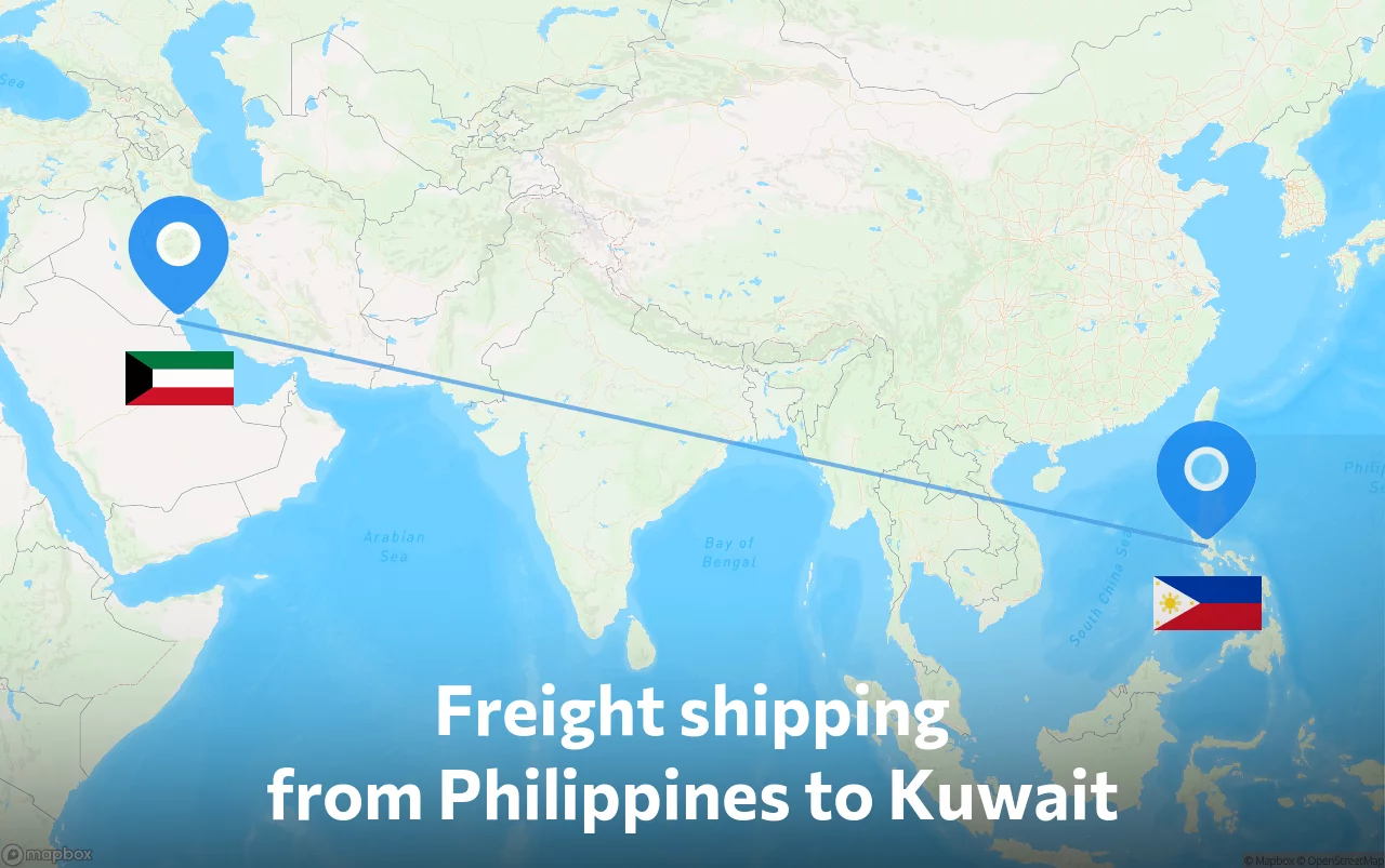 Shipping route from Philippines to Kuwait