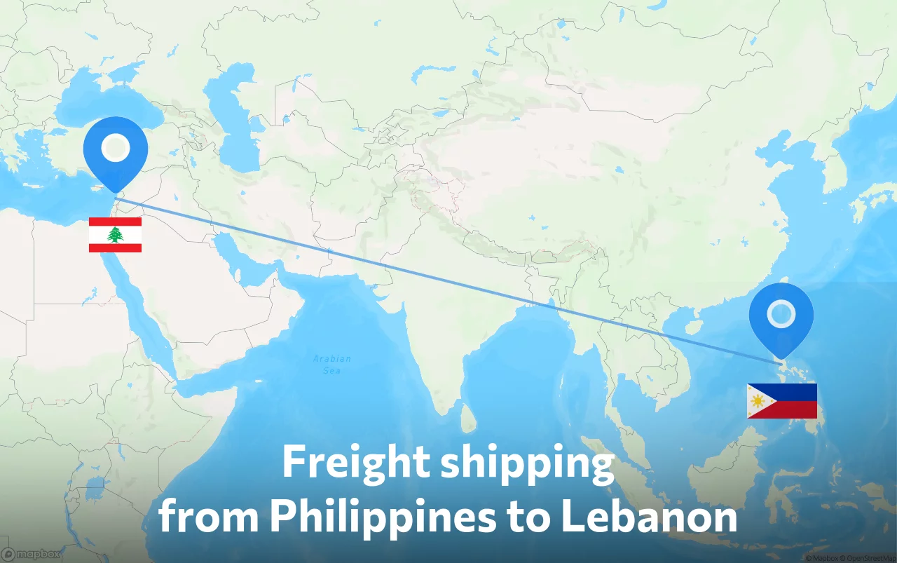 Shipping route from Philippines to Lebanon