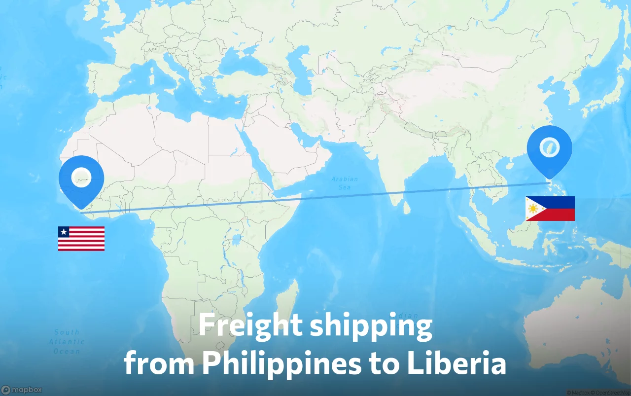 Shipping route from Philippines to Liberia