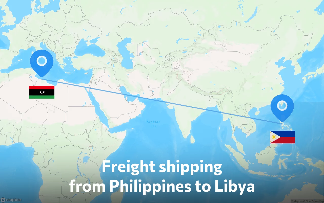 Shipping route from Philippines to Libya