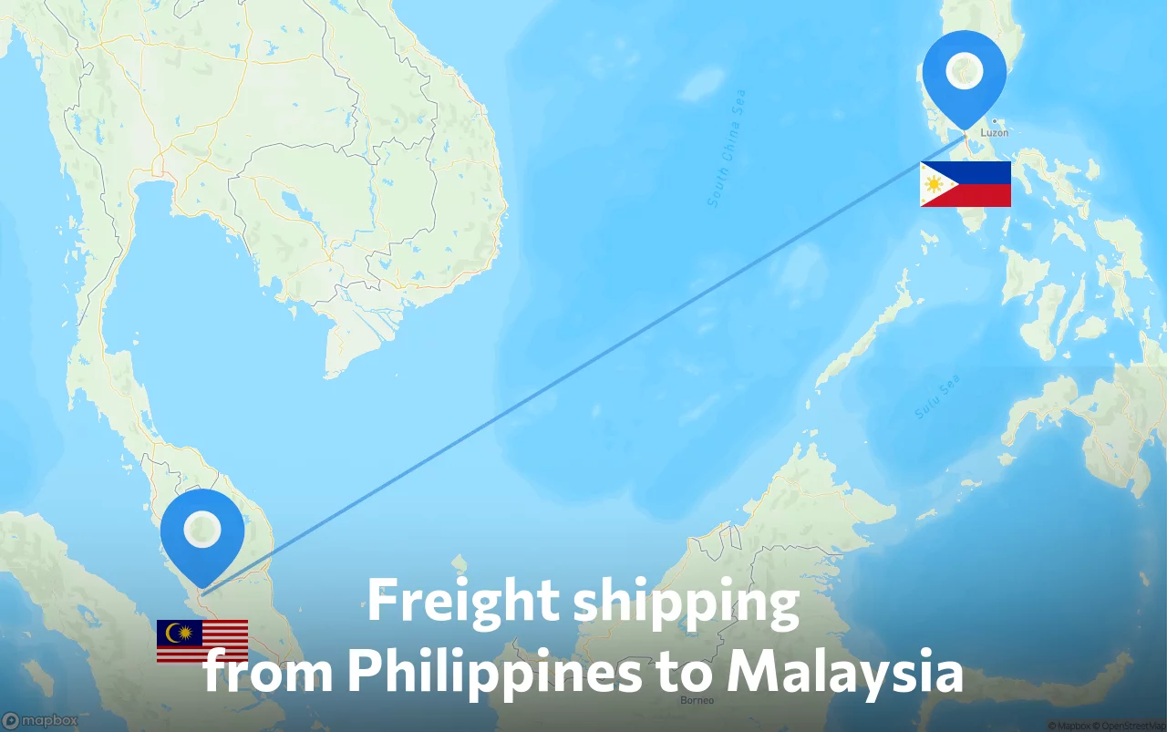 Shipping route from Philippines to Malaysia