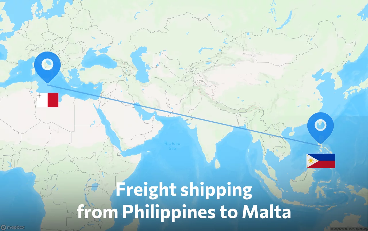 Shipping route from Philippines to Malta