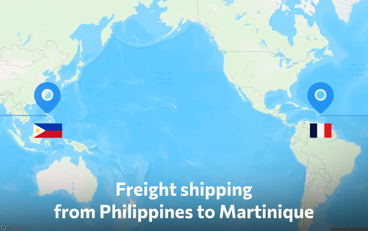 Shipping route from Philippines to Martinique