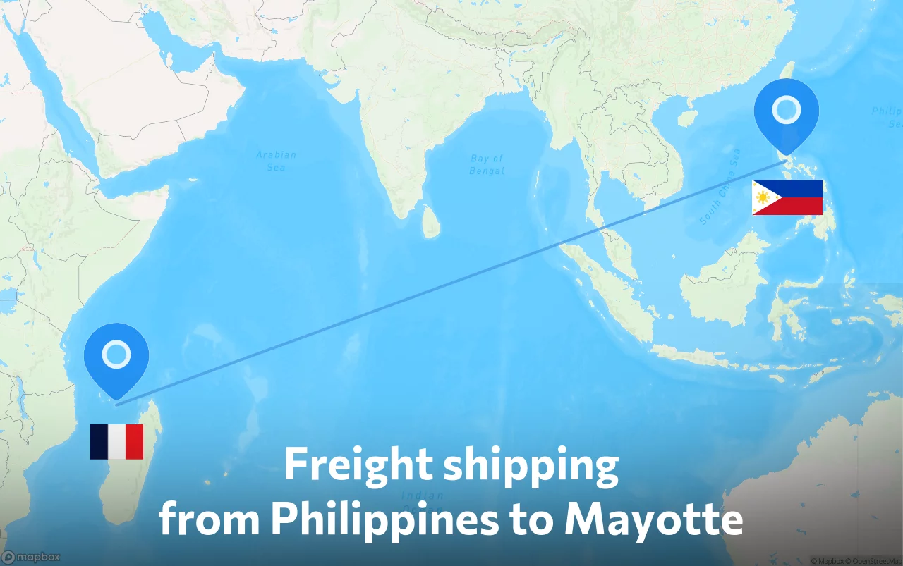 Shipping route from Philippines to Mayotte
