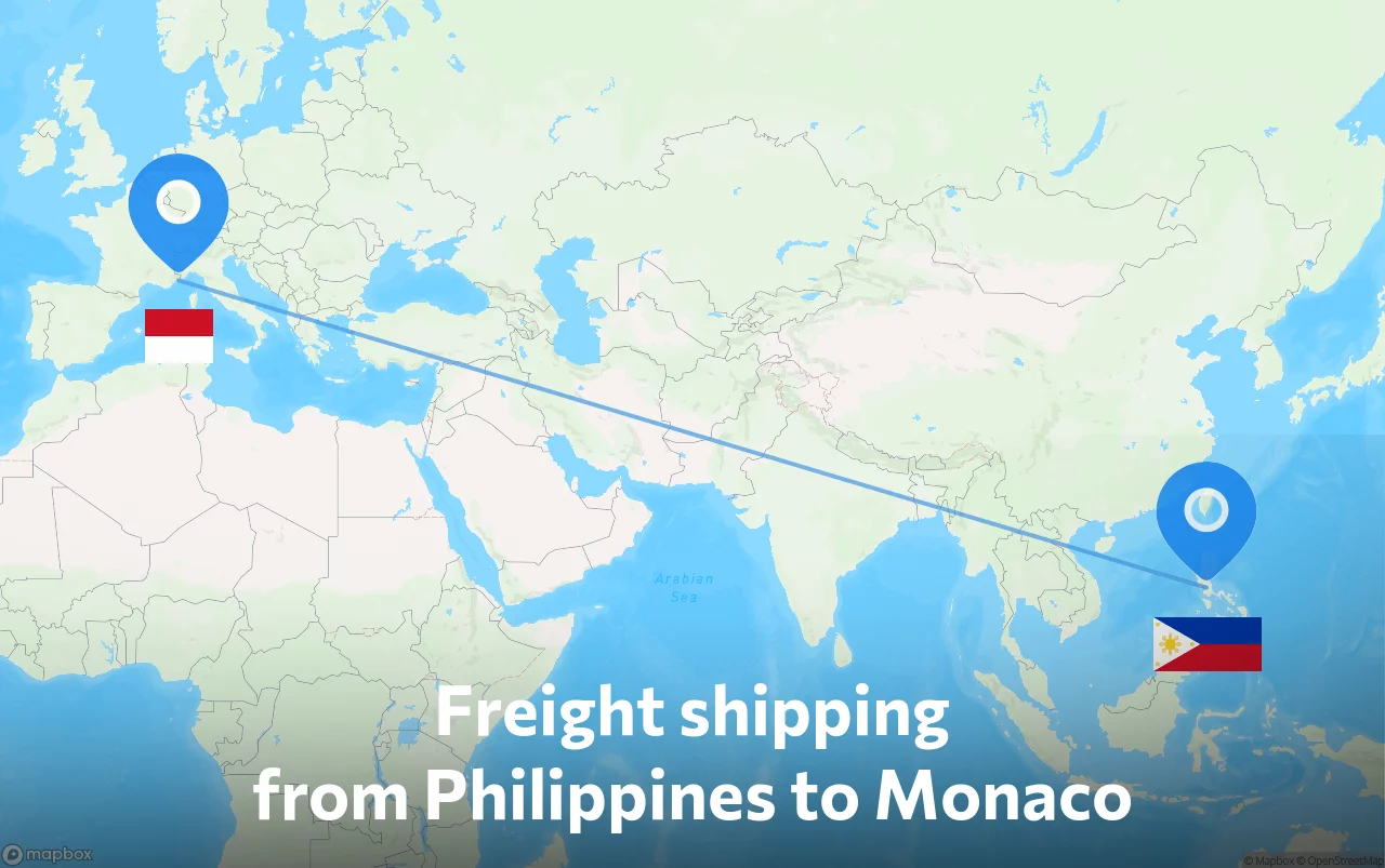 Shipping route from Philippines to Monaco