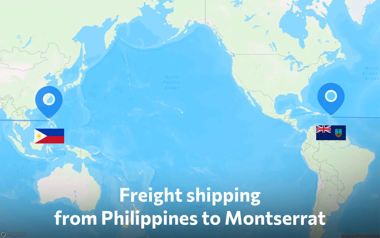 Shipping route from Philippines to Montserrat