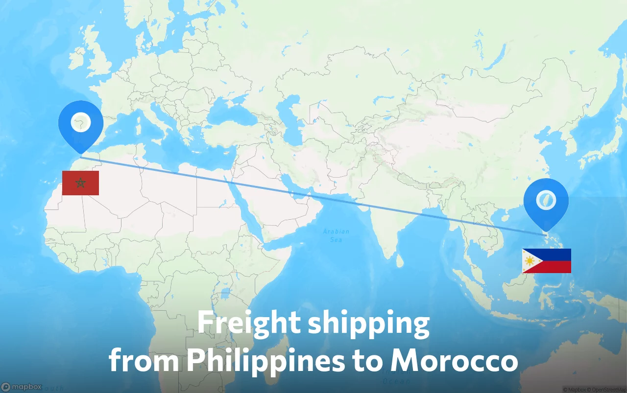 Shipping route from Philippines to Morocco
