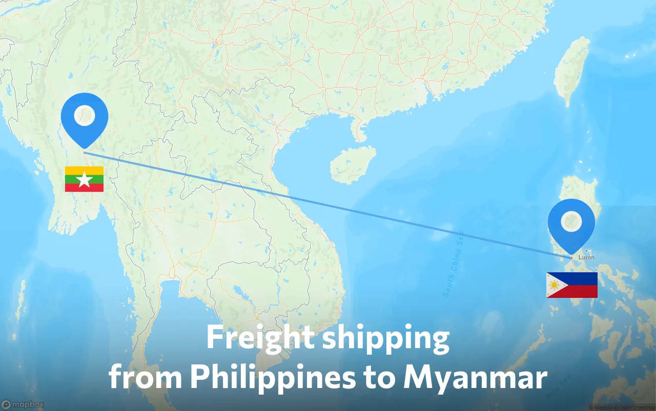 Shipping route from Philippines to Myanmar