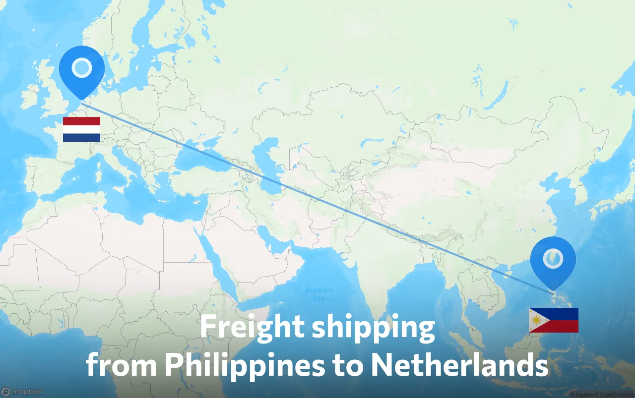 Shipping route from Philippines to Netherlands