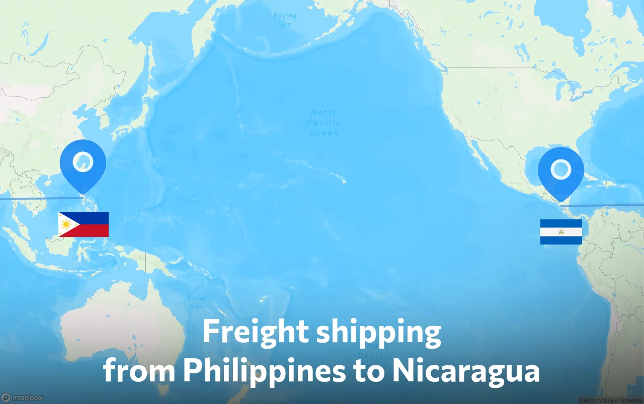 Shipping route from Philippines to Nicaragua