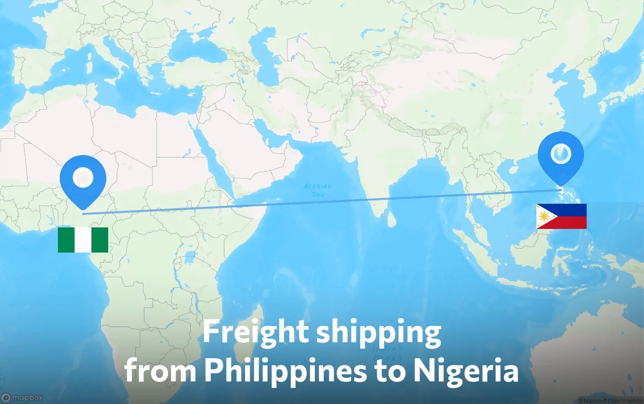 Shipping route from Philippines to Nigeria