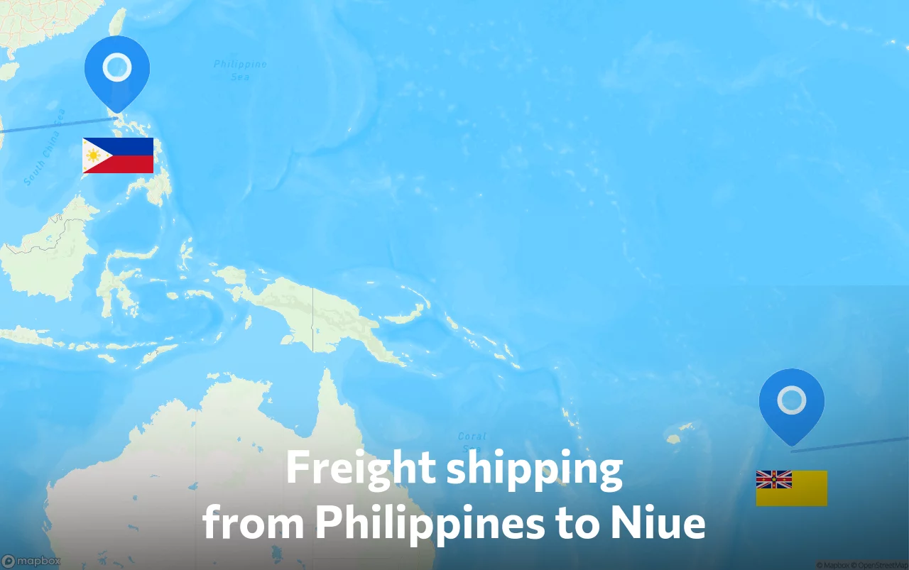 Shipping route from Philippines to Niue