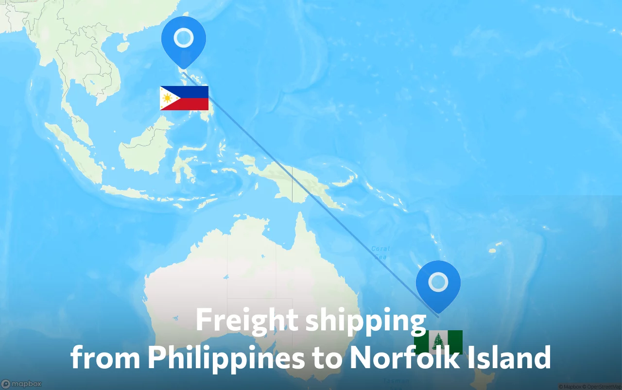 Shipping route from Philippines to Norfolk Island
