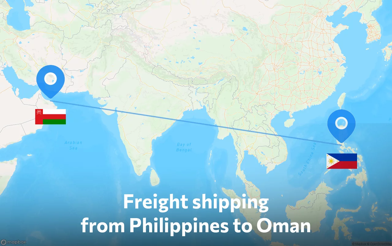 Shipping route from Philippines to Oman