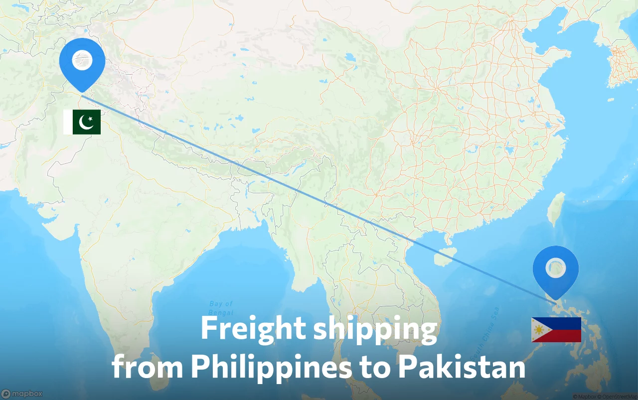 Shipping route from Philippines to Pakistan