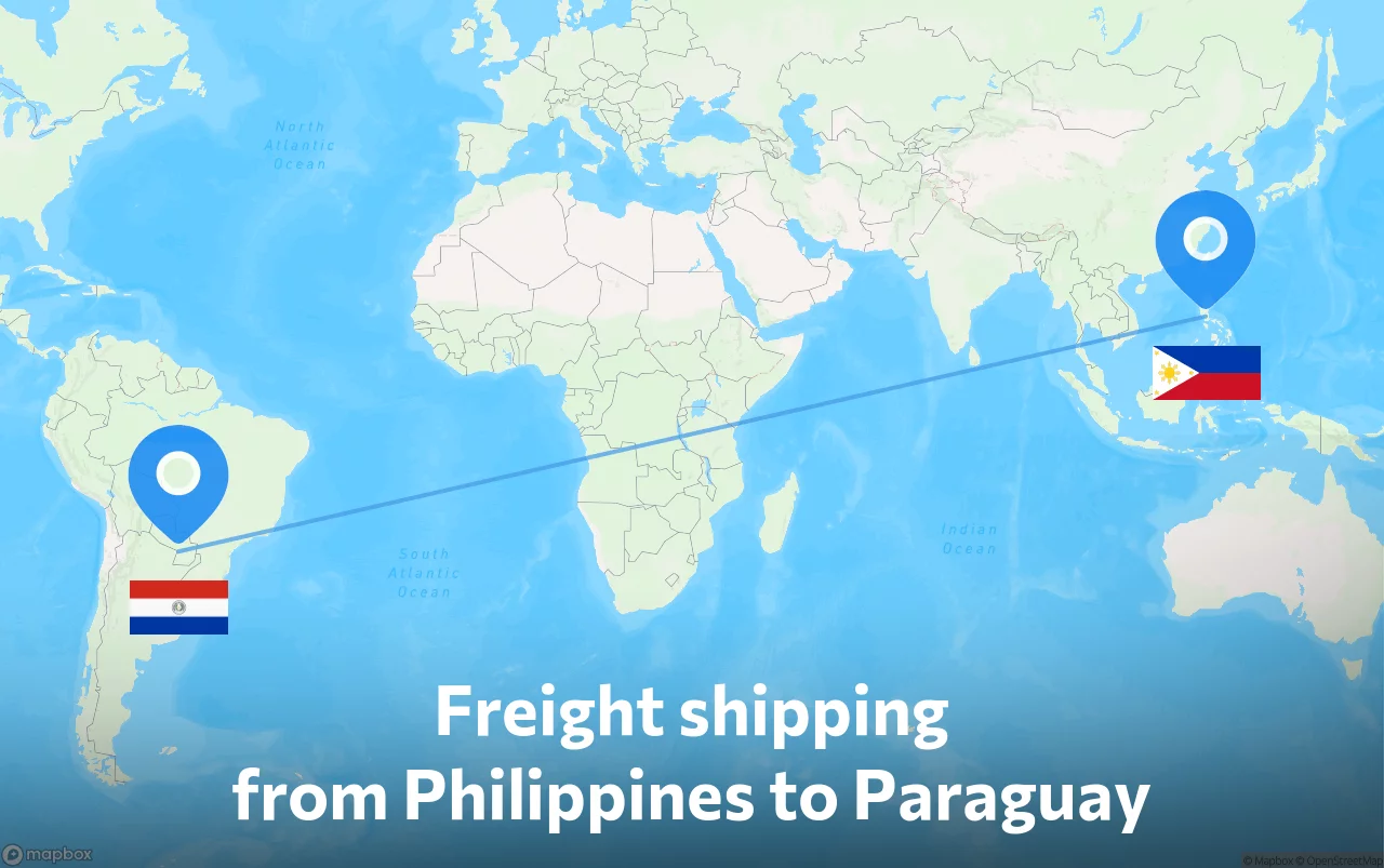Shipping route from Philippines to Paraguay