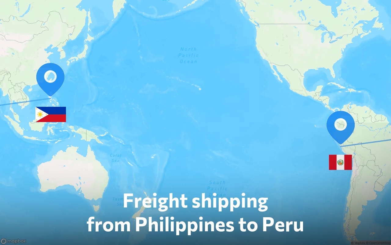 Shipping route from Philippines to Peru