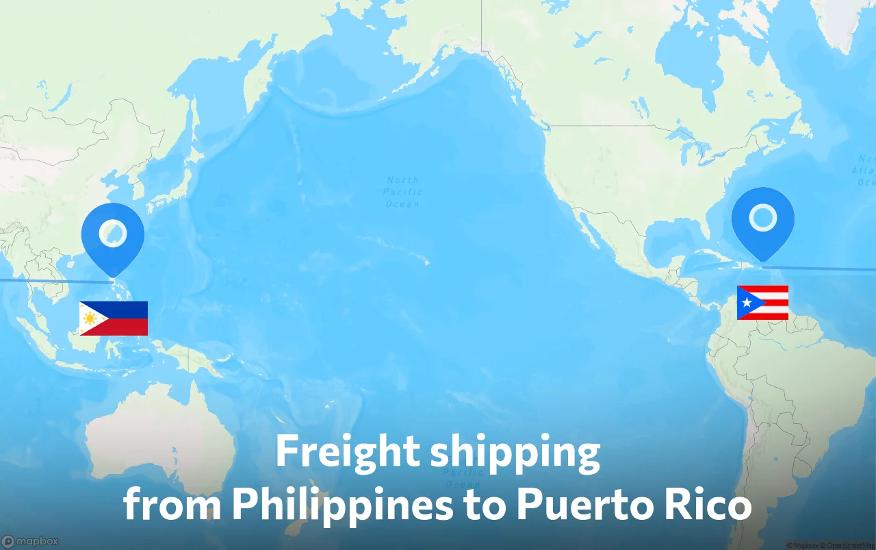 Shipping route from Philippines to Puerto Rico