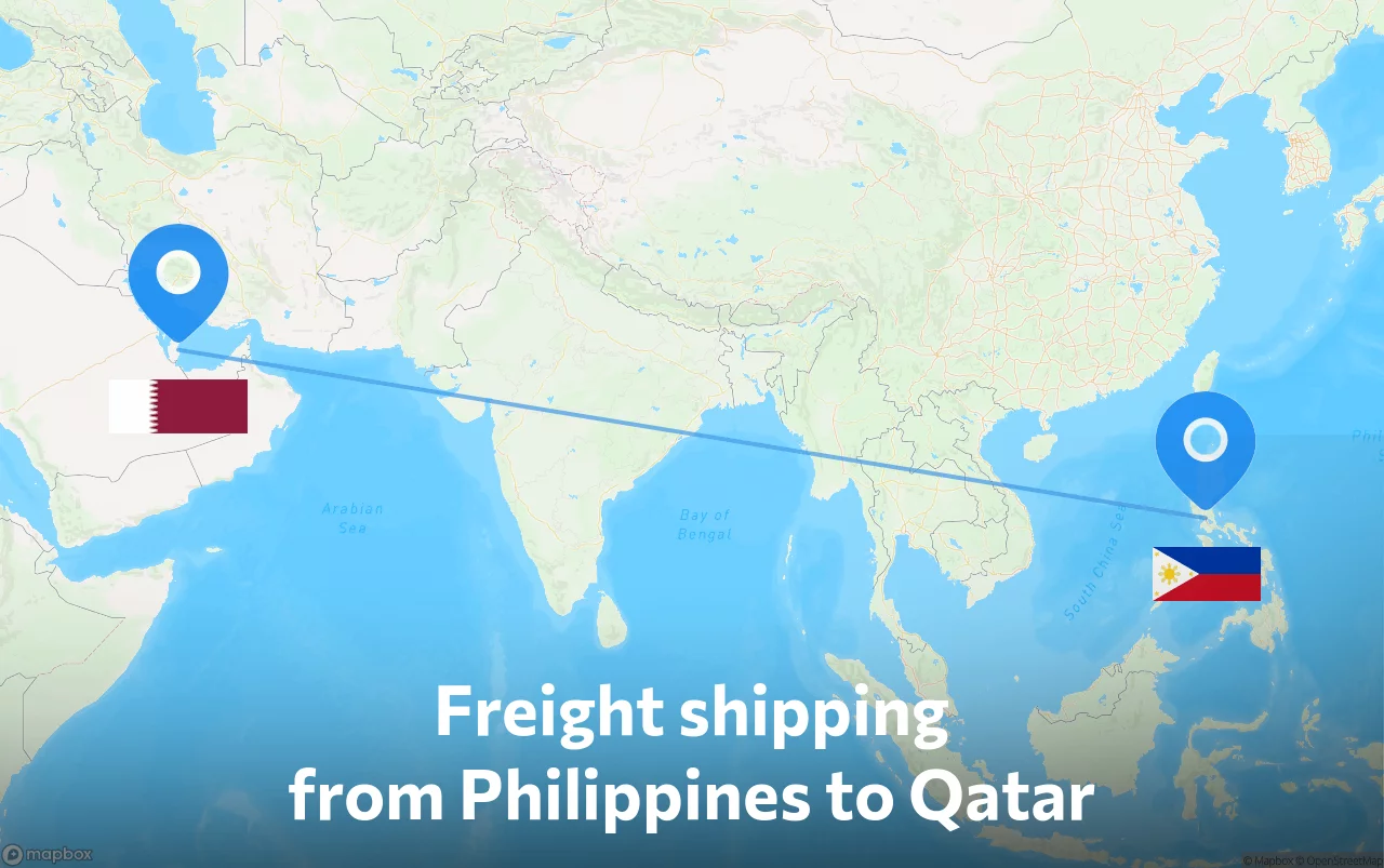 Shipping route from Philippines to Qatar