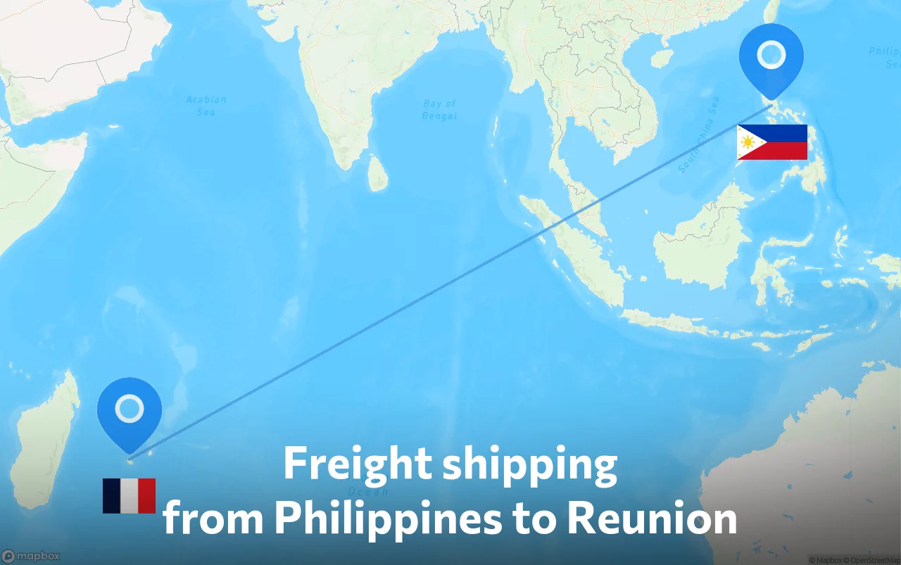 Shipping route from Philippines to Reunion