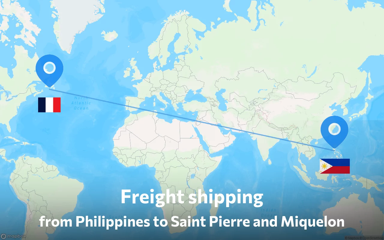 Shipping route from Philippines to Saint Pierre and Miquelon