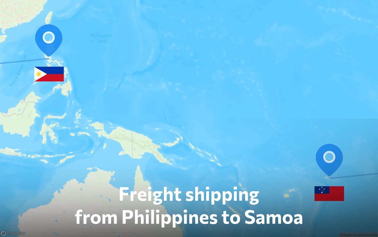 Shipping route from Philippines to Samoa