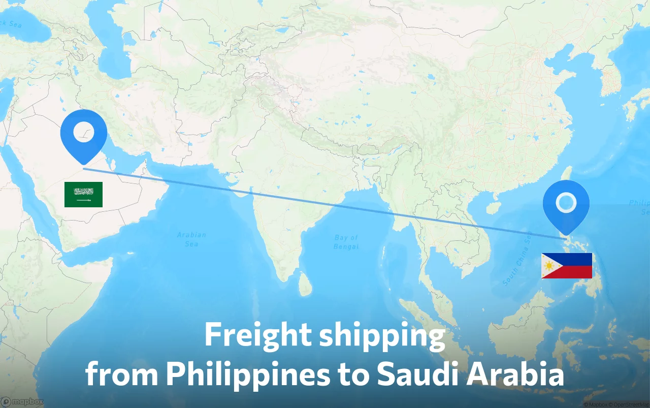 Shipping route from Philippines to Saudi Arabia