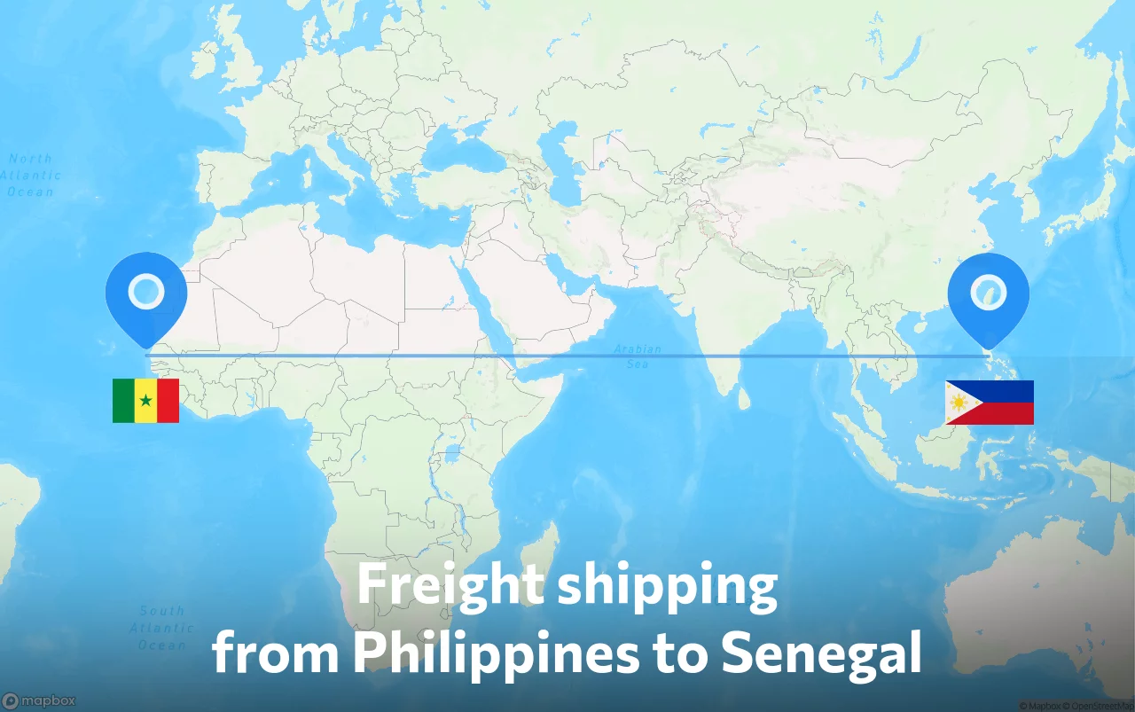 Shipping route from Philippines to Senegal