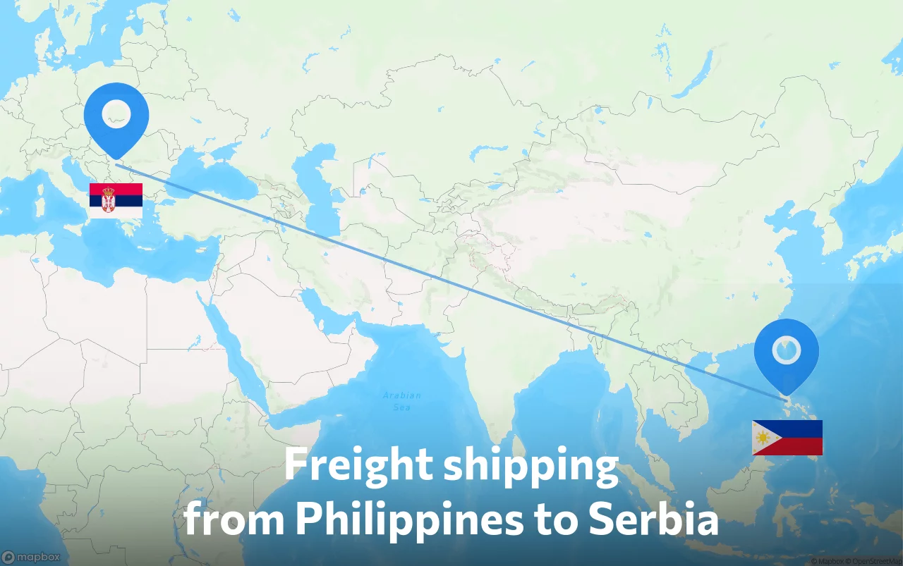 Shipping route from Philippines to Serbia