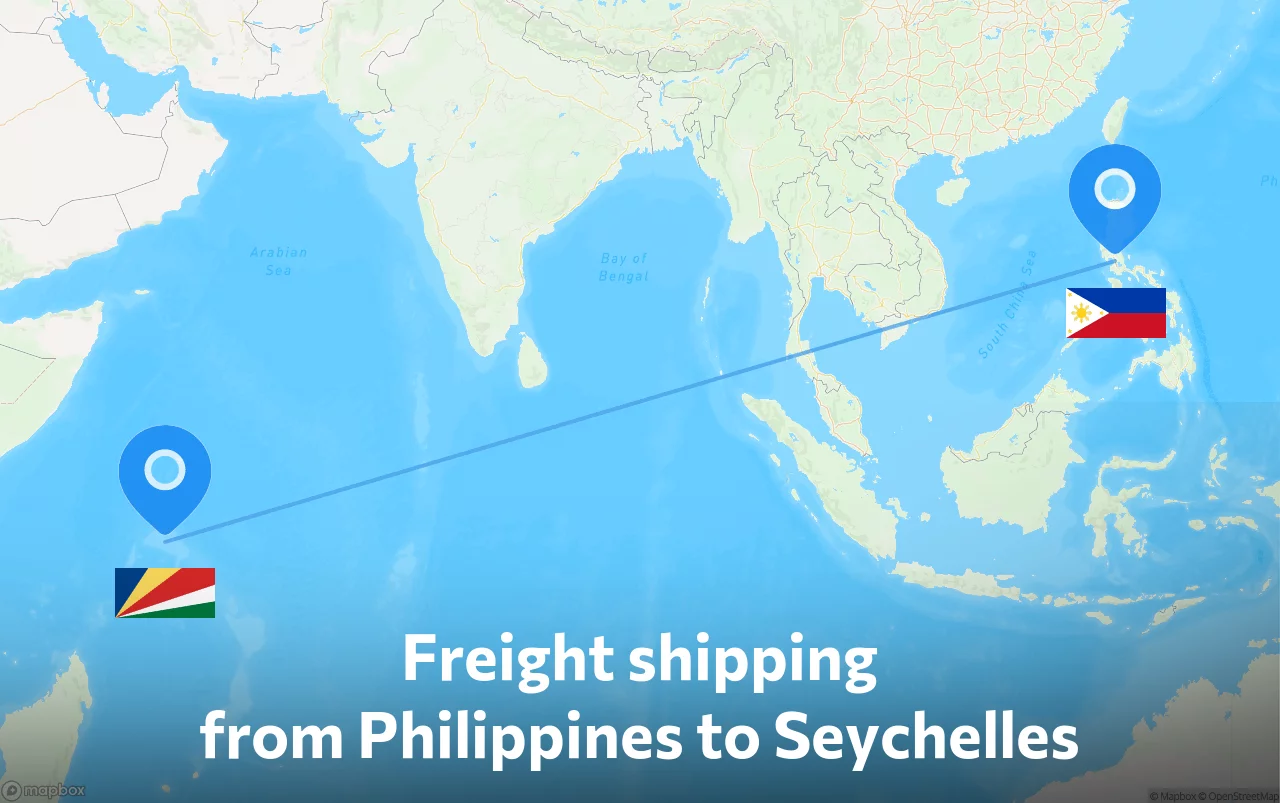 Shipping route from Philippines to Seychelles