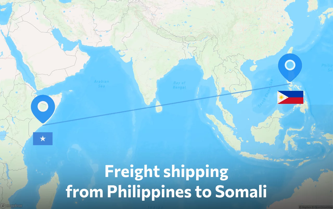 Shipping route from Philippines to Somali