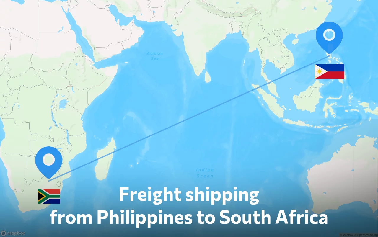 Shipping route from Philippines to South Africa