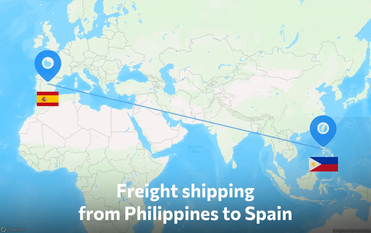 Shipping route from Philippines to Spain