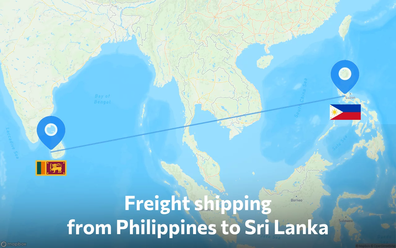 Shipping route from Philippines to Sri Lanka