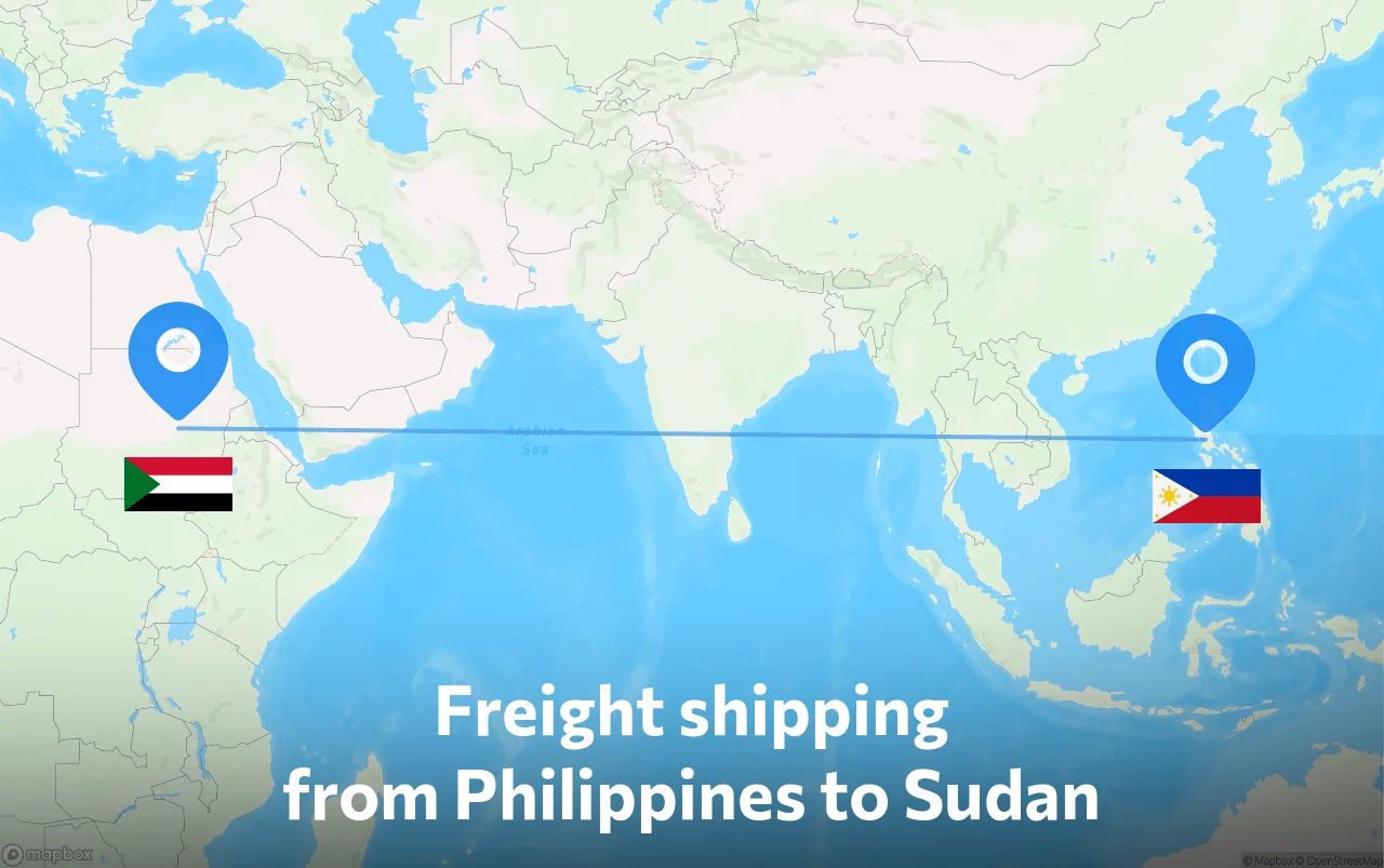 Shipping route from Philippines to Sudan