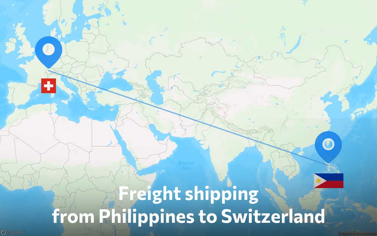 Shipping route from Philippines to Switzerland
