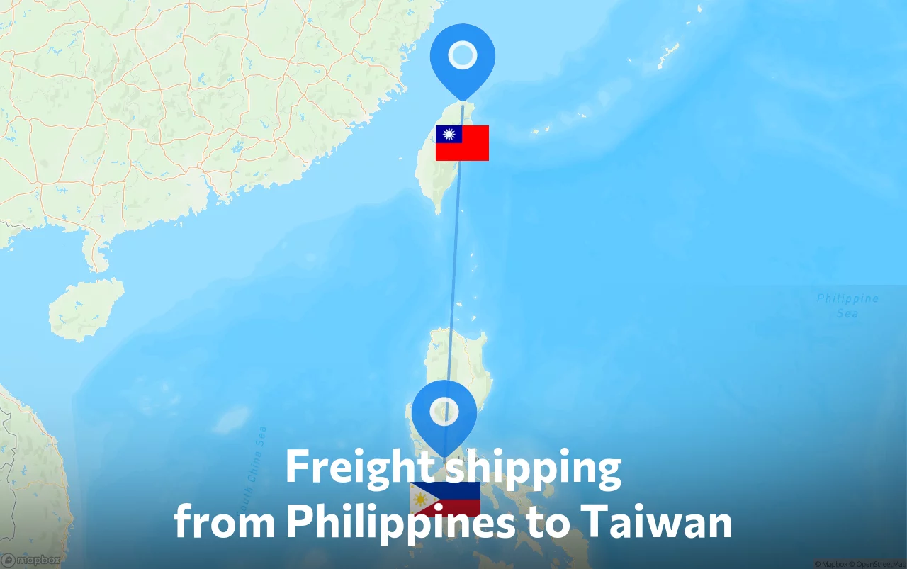 Shipping route from Philippines to Taiwan