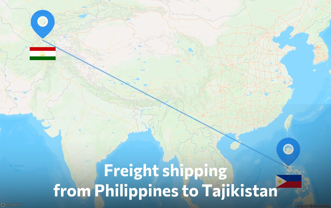 Shipping route from Philippines to Tajikistan
