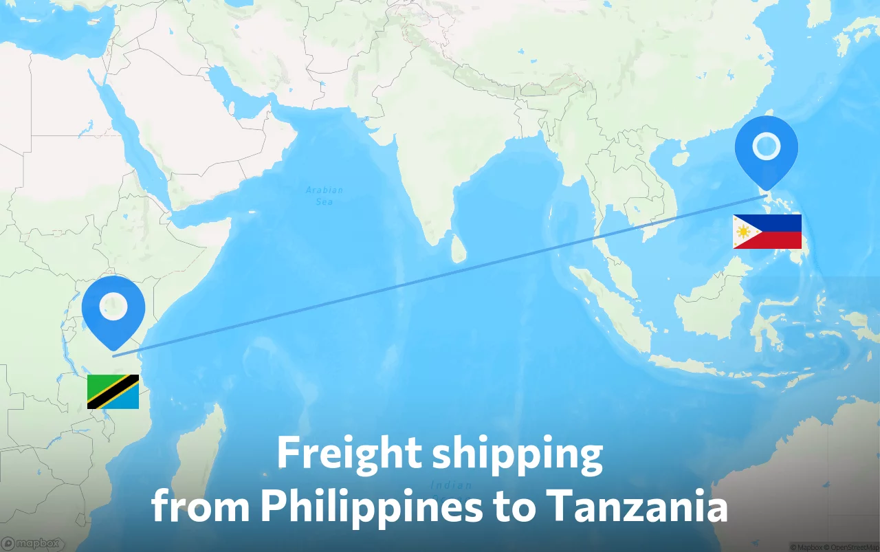 Shipping route from Philippines to Tanzania
