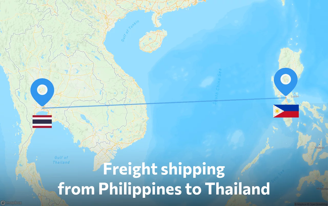 Shipping route from Philippines to Thailand