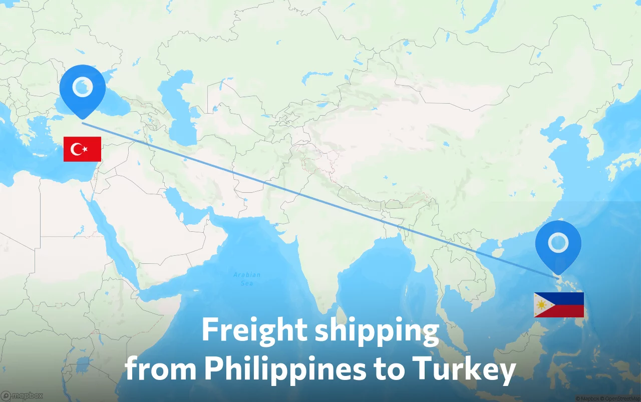 Shipping route from Philippines to Turkey