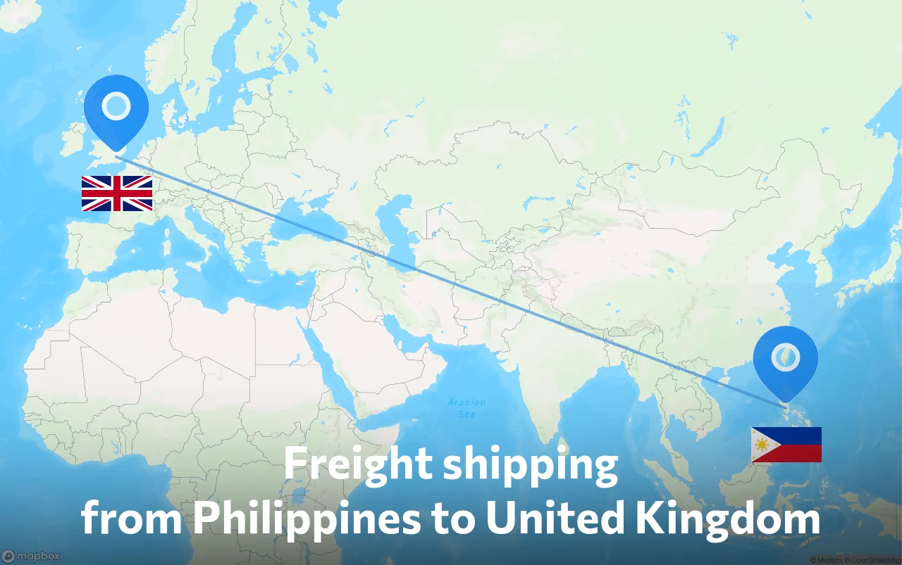 Shipping route from Philippines to United Kingdom