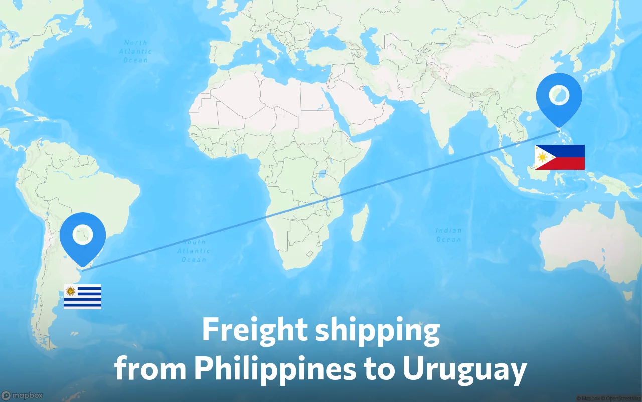Shipping route from Philippines to Uruguay