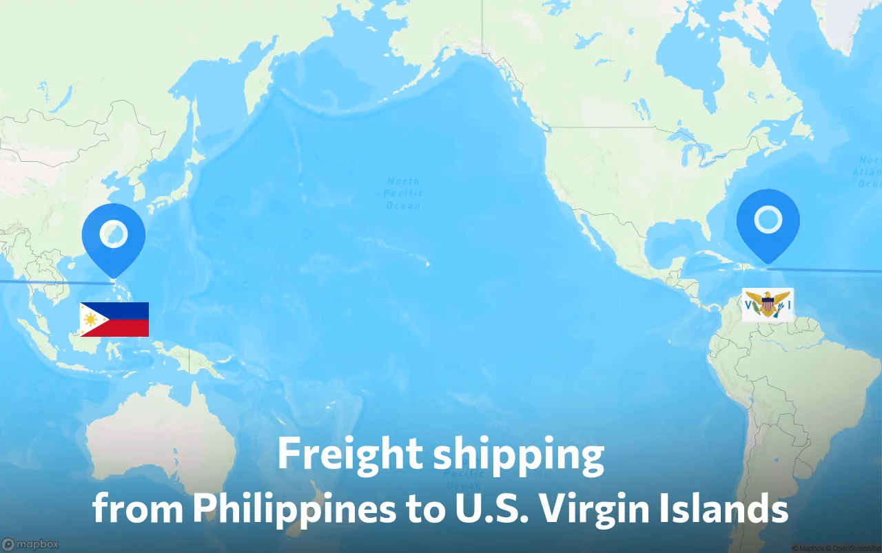 Shipping route from Philippines to U.S. Virgin Islands