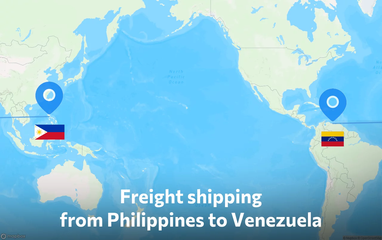 Shipping route from Philippines to Venezuela