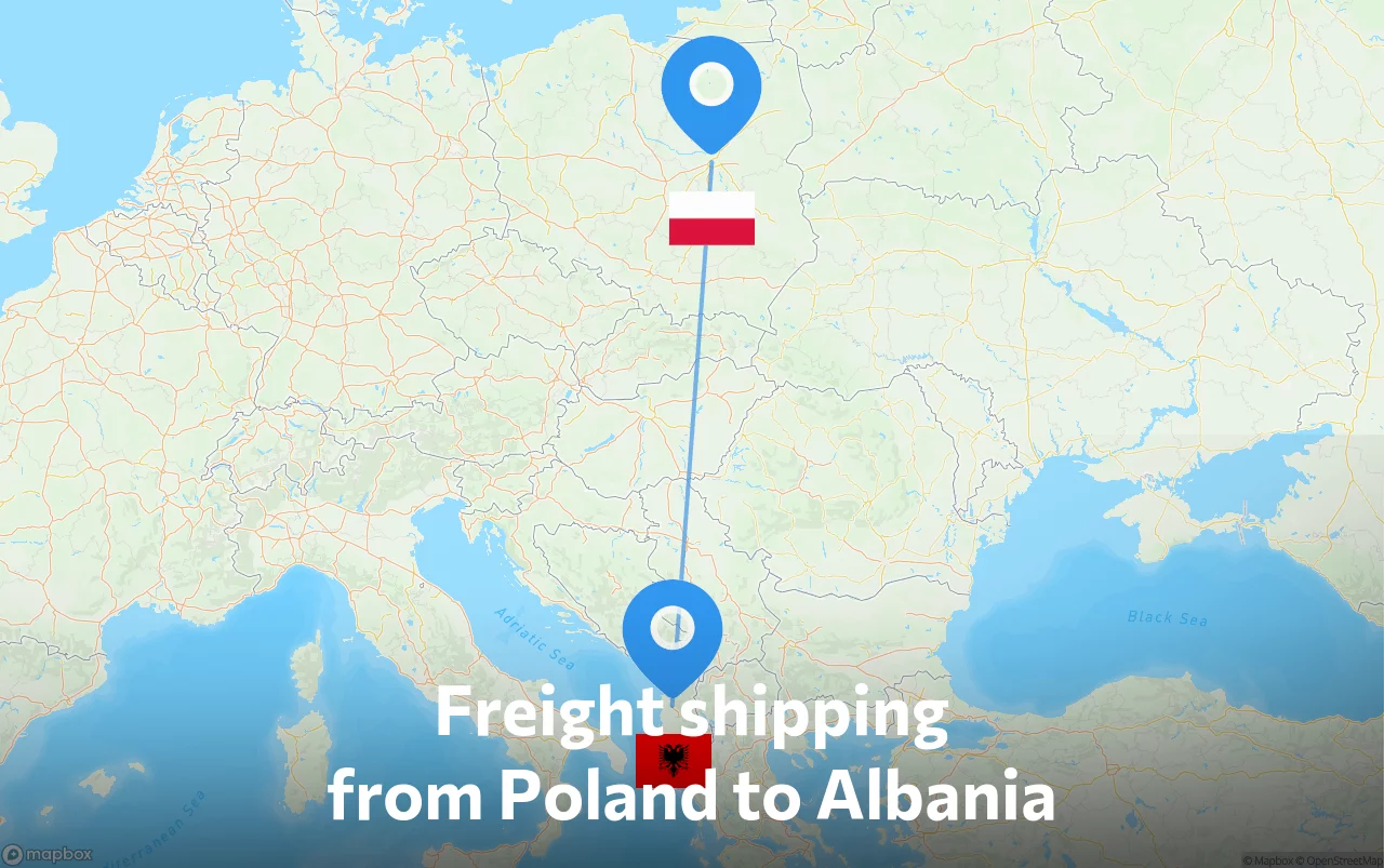 Shipping route from Poland to Albania
