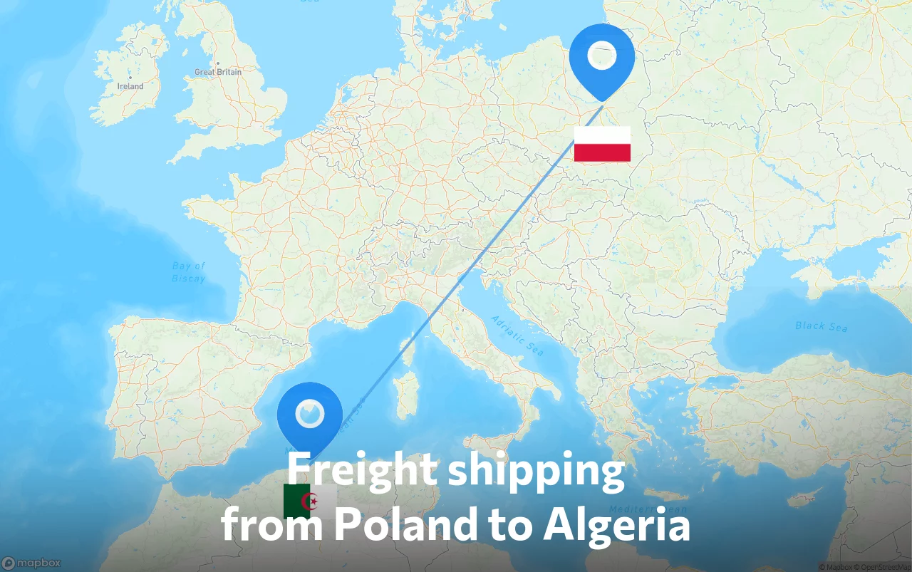 Shipping route from Poland to Algeria