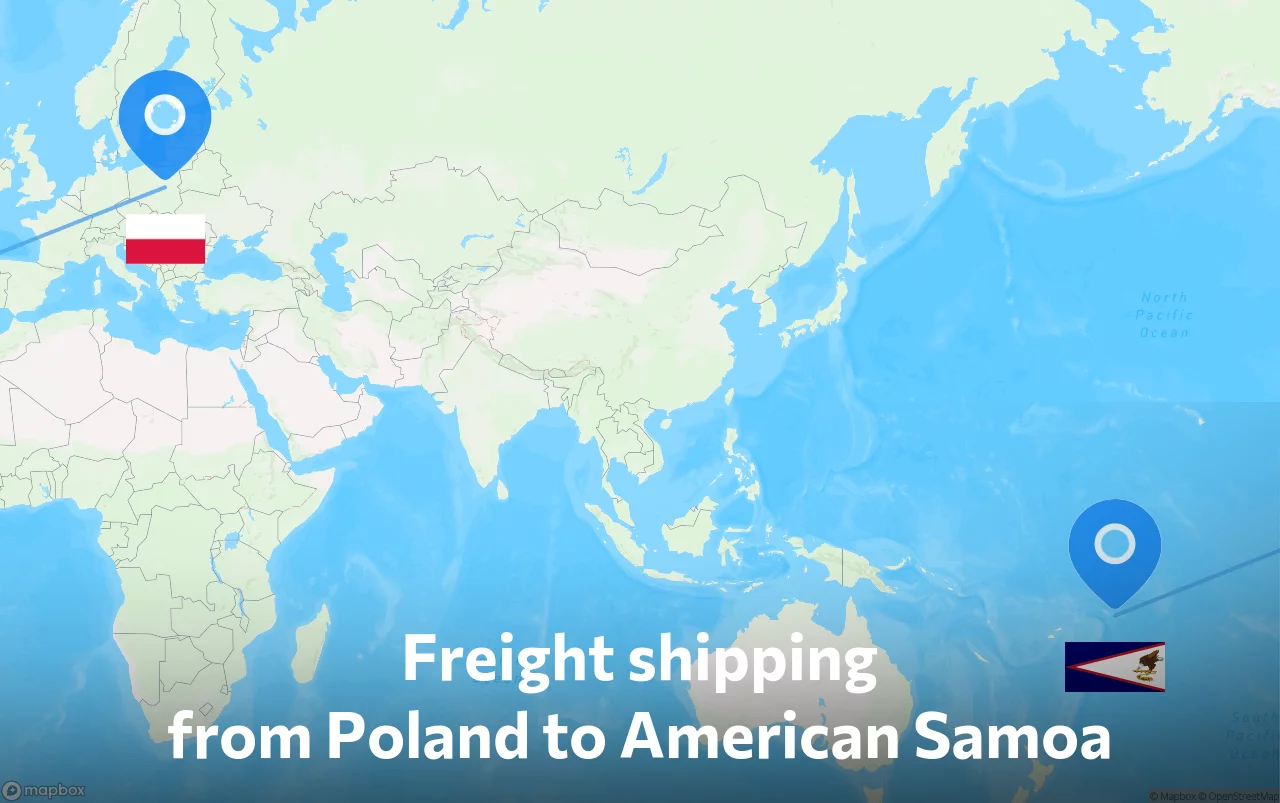 Shipping route from Poland to American Samoa